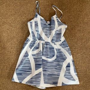 Blue and white designed romper - medium